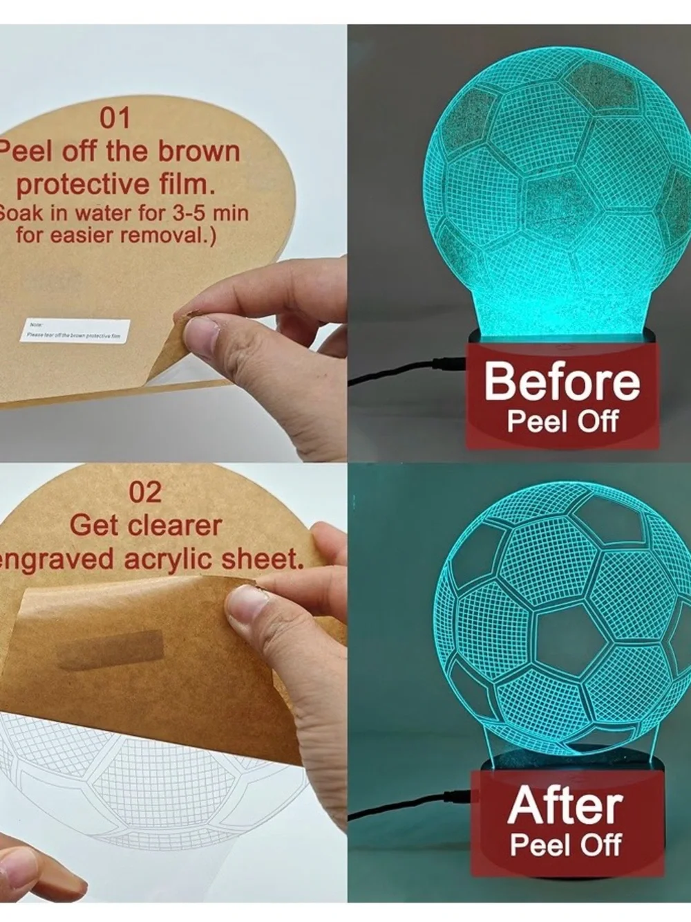 Native Blue Soccer Ball 3D Night Light for Kids